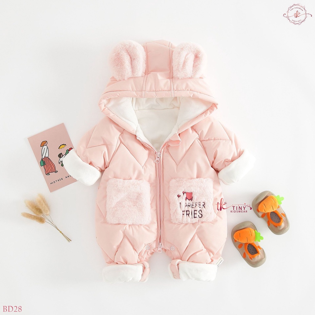 Bộ áo liền quần, bodysuit phao lót lông siêu ấm cho bé từ 5-11kg [BD28]