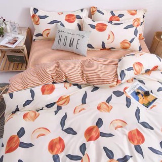 Bộ chăn ga và vỏ gối cotton poly mẫu quả đào