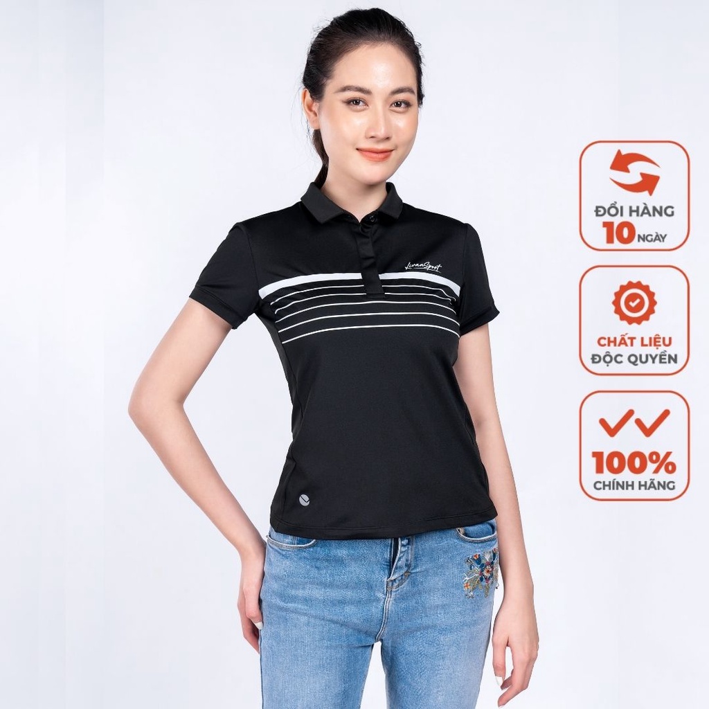 Áo Polo Nữ Miler Livan Sport Chính Hãng Cổ Trụ Kép Giấu Cúc Tinh Tế Co Giãn Thoáng Khí Màu Đen