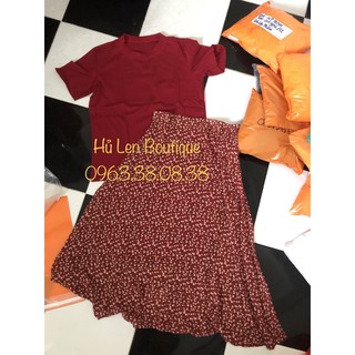 SET ÁO THUN KÈM CHÂN VÁY HOA (KÈM VIDEO HÌNH THẬT)