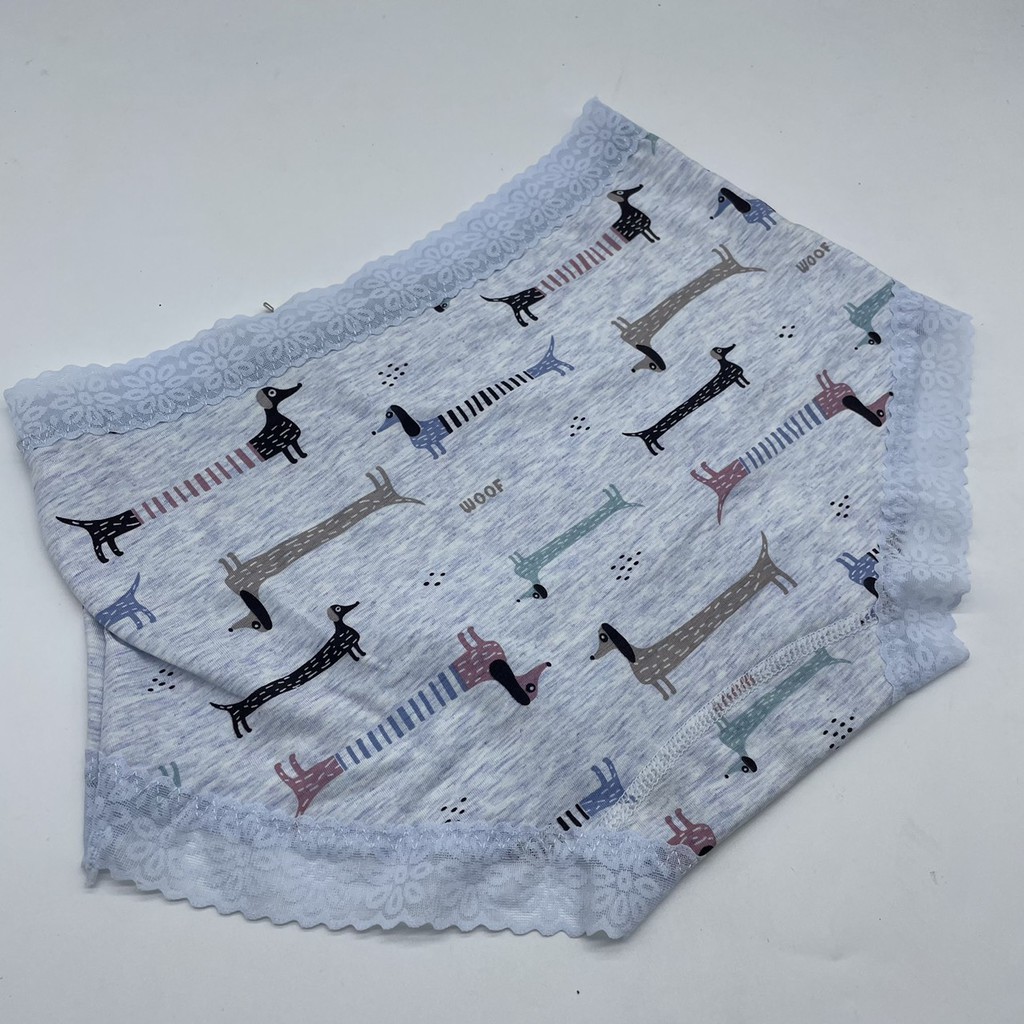 Quần lót cotton viền ren , quần lót nữ dễ thương mông dưới 95cm 1022 không gian eva KGE
