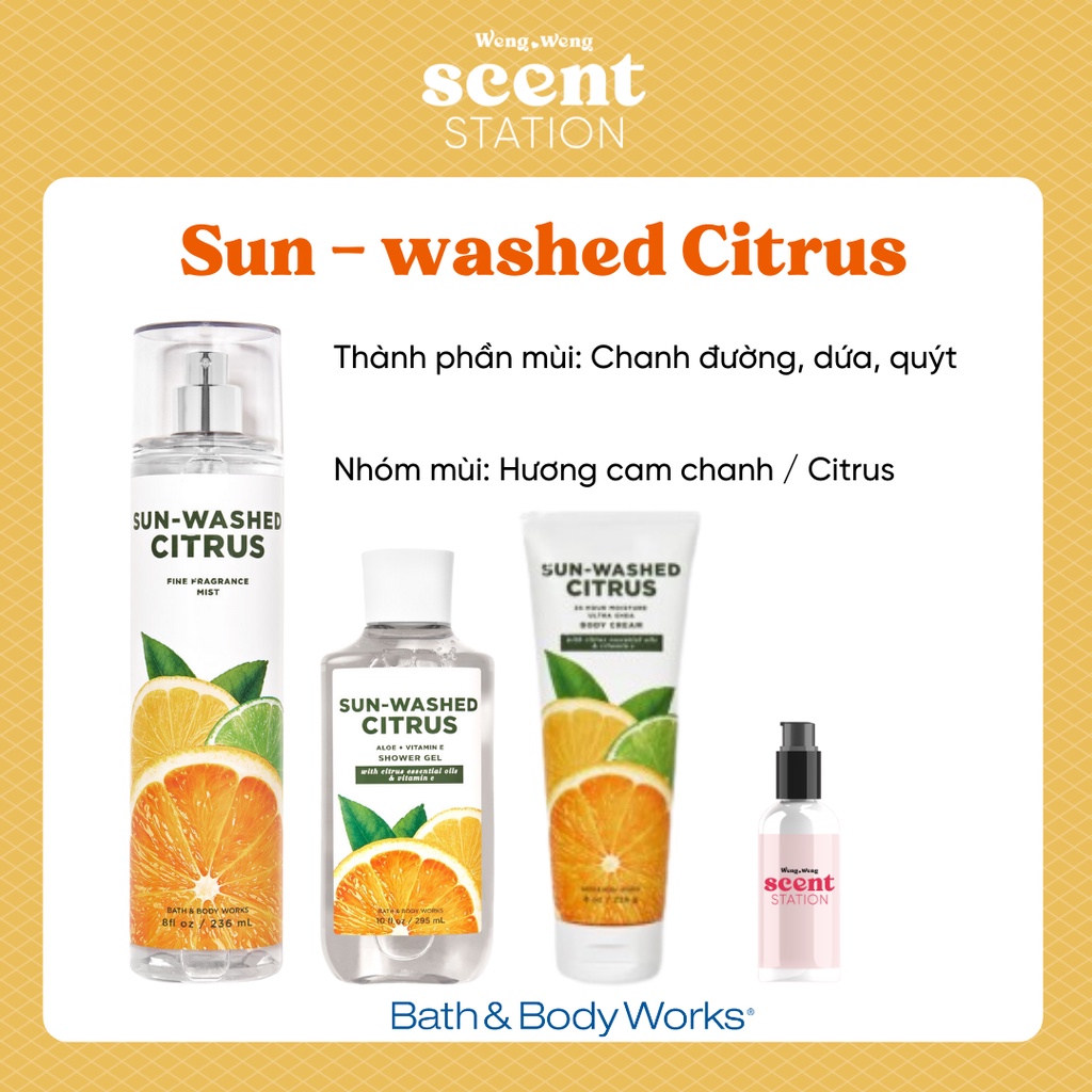 Bộ Sản Phẩm Chăm Sóc Cơ Thể Toàn Diện BBW mùi Sun - washed Citrus