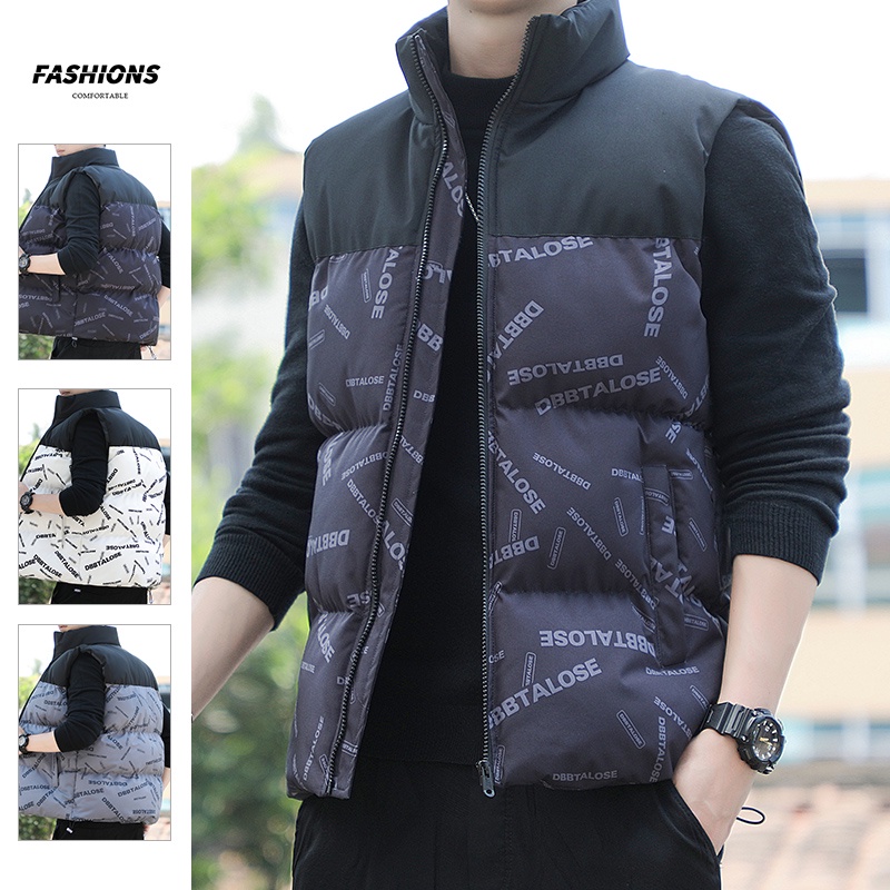 Áo Khoác Phao Sát Nách Cổ Đứng Lót Cotton Dày Giữ Ấm Kiểu Nhật Hàn Thời Trang Thu Đông Cho Nam Giá Đỡ Áo Vest