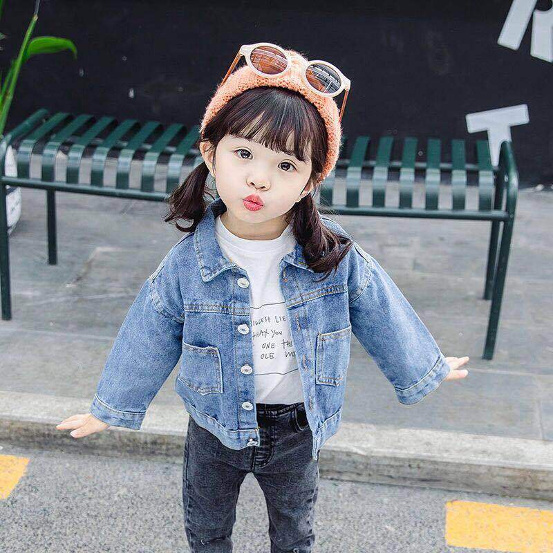 Áo Khoác Denim Màu Trơn Phong Cách Mới 2022 Cho Bé Gái
