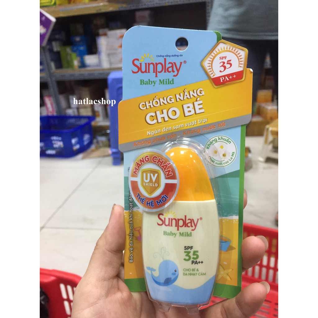 Sunplay Baby Milk SPF35+, PA++: Sữa chống nắng cho bé và da nhạy cảm