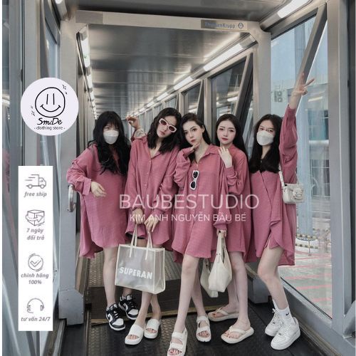 Váy Đầm Sơ Mi Kẻ Ô Tay Dài | Smide Clothing