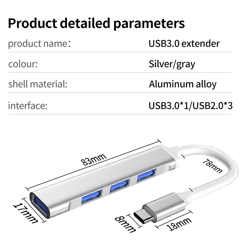 Bộ Chia 4 Cổng USB 3.0 Tốc Độ Cao OTG Cho Máy Tính