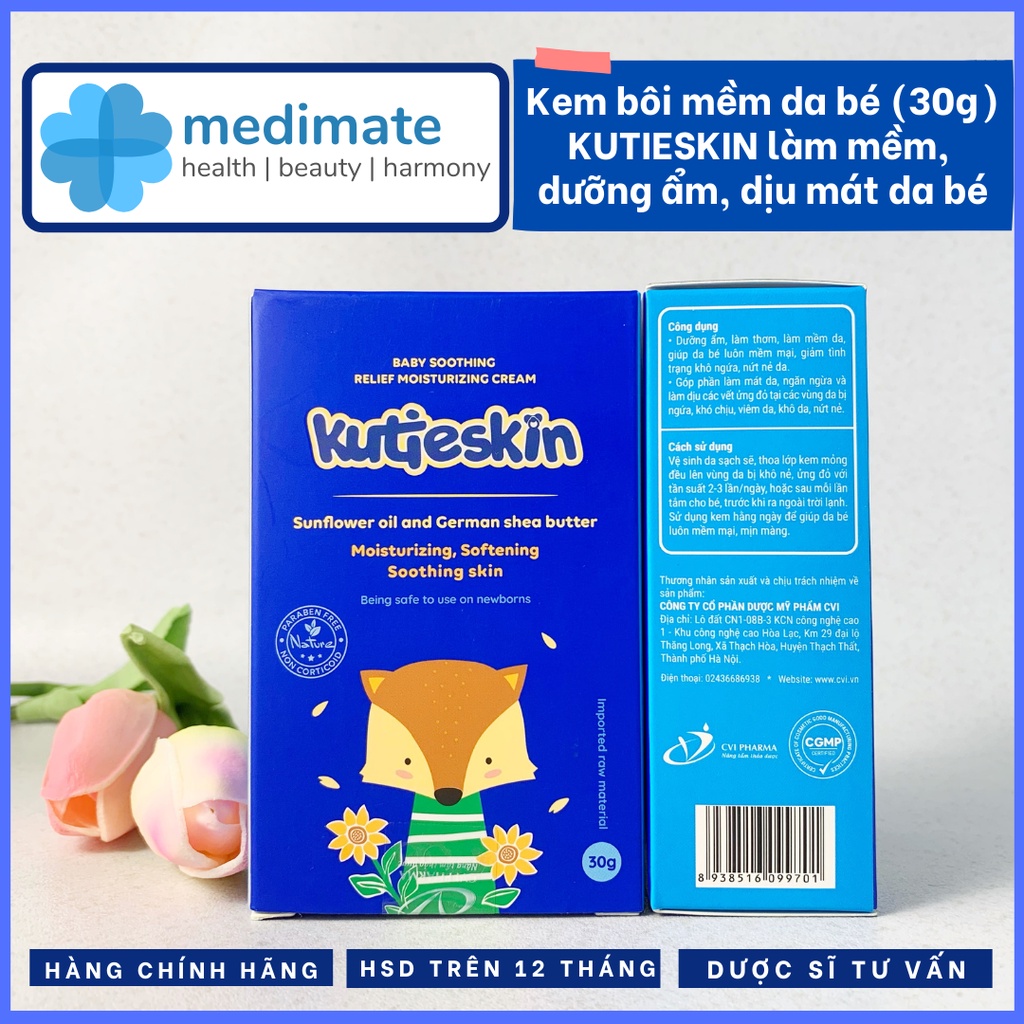 Kem KUTIESKIN mềm da, dịu da, dưỡng ẩm an toàn cho trẻ sơ sinh (tuýp 30g)