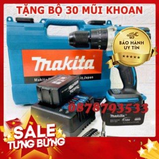 GIẢM GIÁ MÙA DỊCH - Bộ khoan pin bắt vít Makita 168V KHÔNG CHỔI THAN TẶNG KÈM PHỤ KIỆN 30 MÓN.