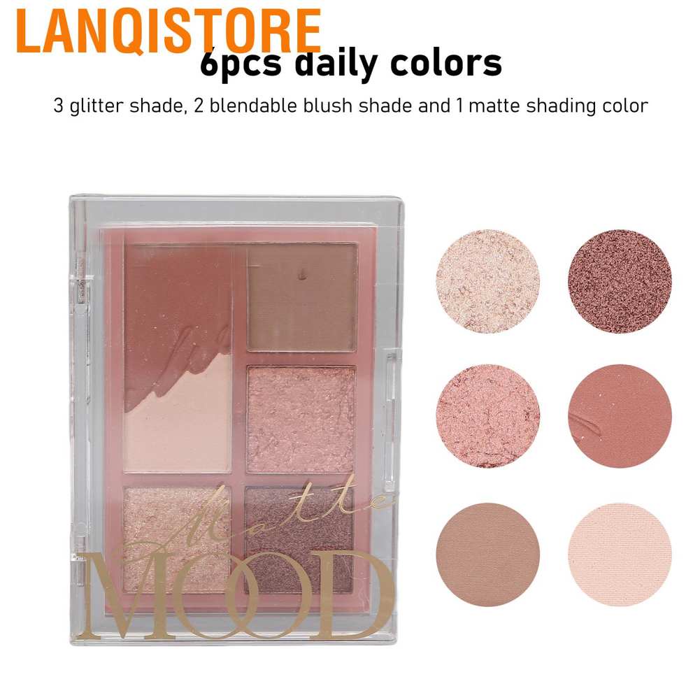 Bảng phấn mắt 6 màu sắc tông lì/lấp lánh trang điểm nền | BigBuy360 - bigbuy360.vn