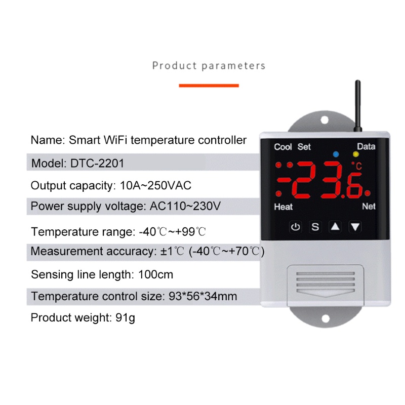 Máy Sưởi Bể Cá Kết Nối WIFI DS18B20 110V-230VAC 10A