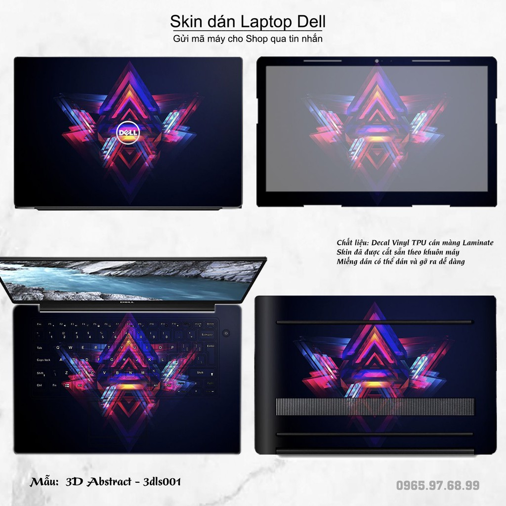 Skin dán Laptop Dell in hình 3D (inbox mã máy cho Shop)