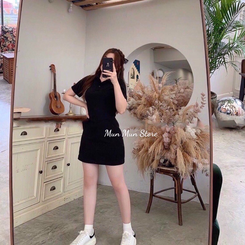 [𝐅𝐑𝐄𝐄𝐒𝐇𝐈𝐏]Đầm polo cổ bẻ MunMunStore tay ngắn from vừa xinh xắn -  mềm mại - đi tiệc - đi chơi đều đẹp
