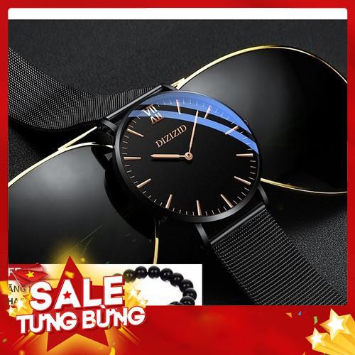 Đồng hồ nam DIZIZID dây thép lụa mặt siêu mỏng mẫu HOT & NEW TẶNG vòng tỳ hưu may mắn - Hàng nhập khẩu