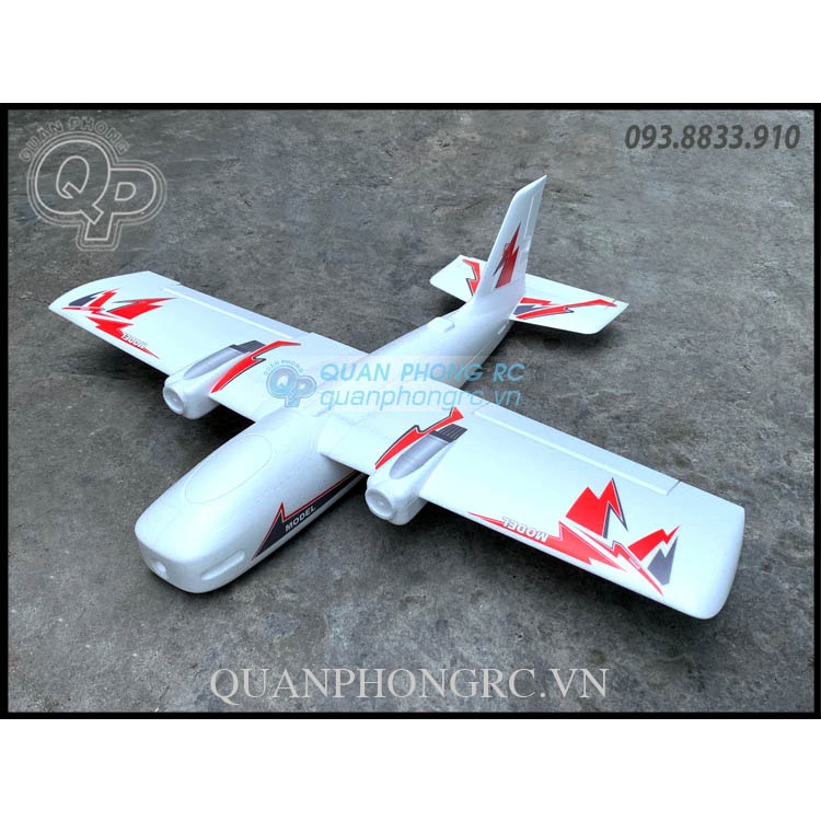 Vỏ Kit EPO 2 motor White Shark Wingspan 111cm Dual Motors FPV Airplane (Không Gồm Đồ Điện) Tặng 1 Decal