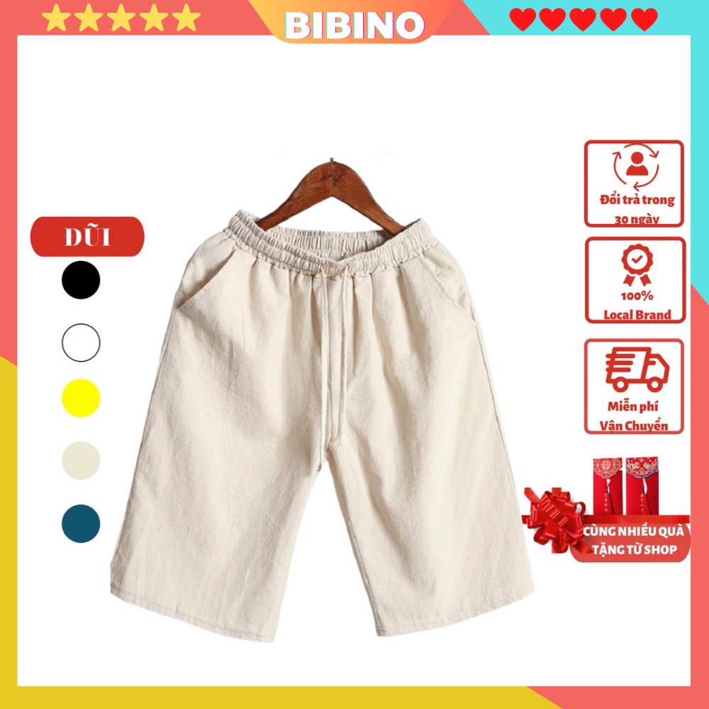 Quần short đũi nam đùi thể thao nam big size unisex form rộng vải đũi mềm mịn dày dặn cao cấp thoáng mát BIBINO