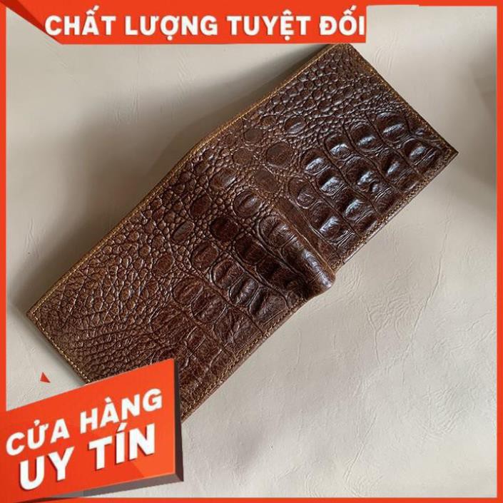 [ Da Cao Cấp 100% ] Ví Nam Da Bò Thật Vân Cá Sấu VB25 Tặng Kèm Hộp