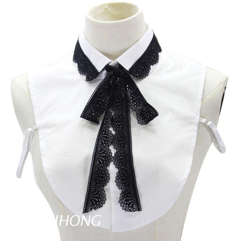 Cổ áo giả trang trí dây ruy băng thắt nơ làm từ vải ren họa tiết rỗng có thể tháo rời thời trang cổ điển công sở cho nữ | BigBuy360 - bigbuy360.vn