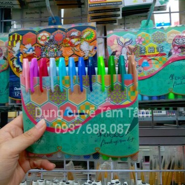 [ TÂM TÂM ]-Bộ Bút viết thư pháp Pentel Fude Touch Brush Sign Pen tông màu Pastel-