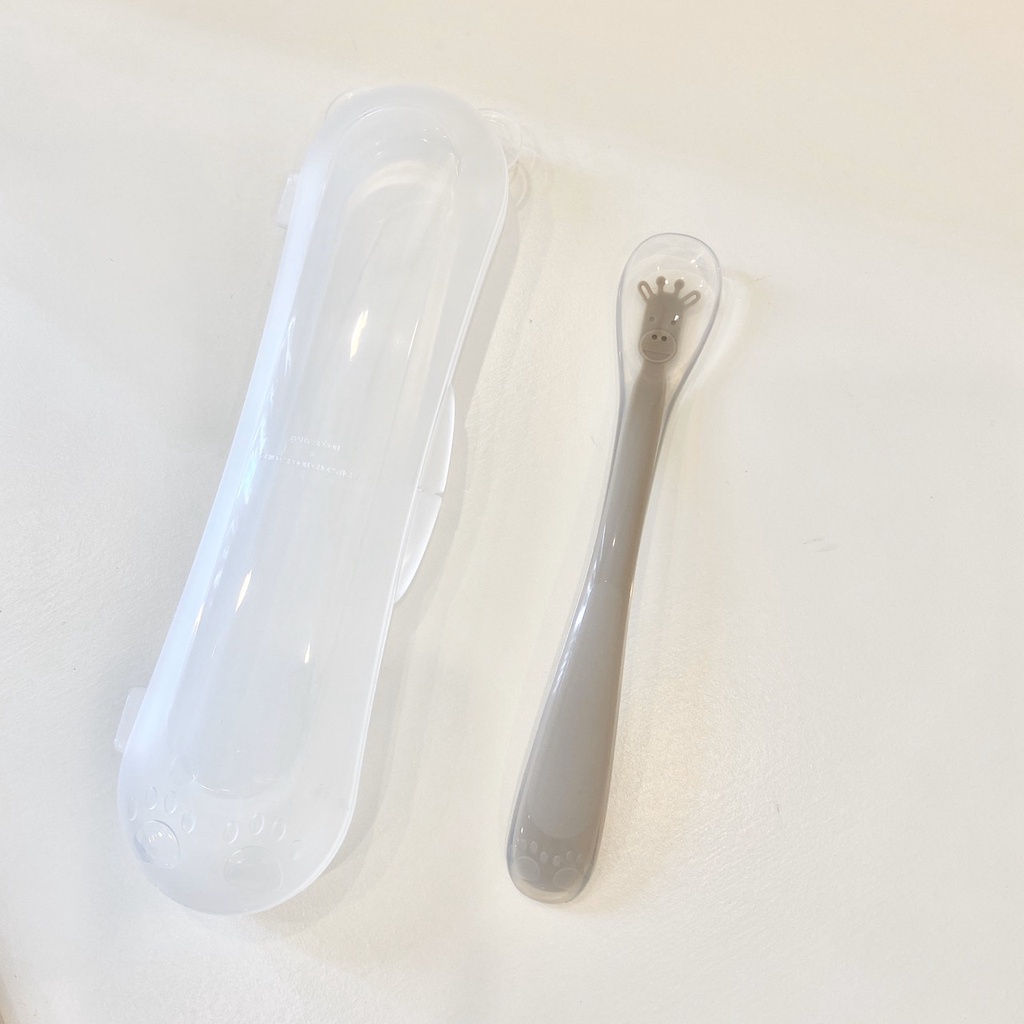 Thìa ăn dặm dài silicon SPOON kèm hộp đựng cho bé từ 6M+ chính hãng Bluemama Hàn Quốc ''Thìa ăn dặm cho bé''