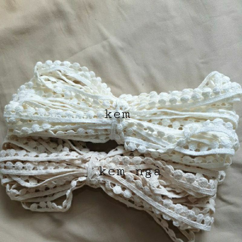 Ren viền pompom cotton 1,2cm