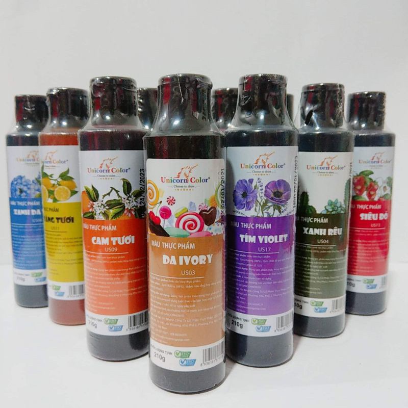 Màu thực thẩm Unicorn 210g trang trí bánh kem