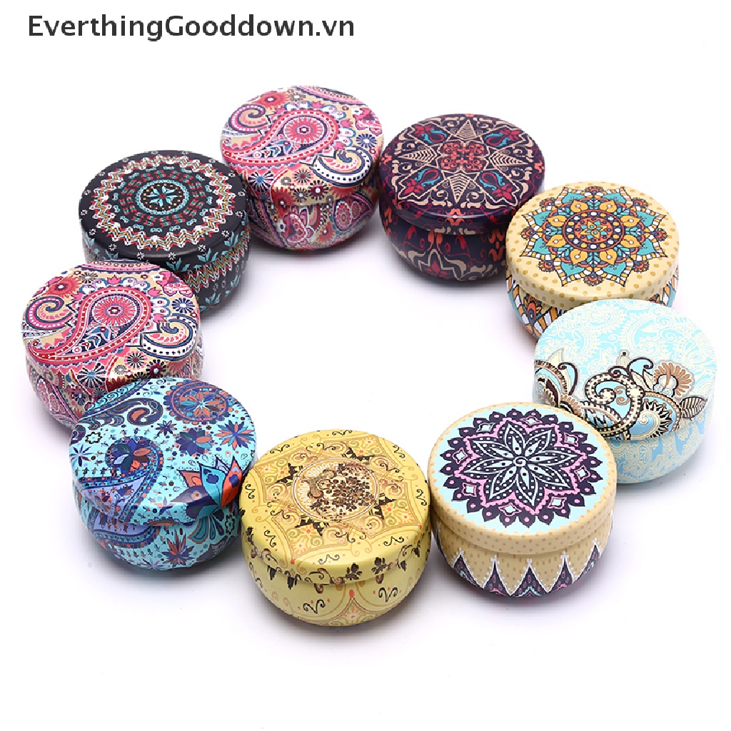 Everthingood Hộp Thiếc Đựng Trà / Kẹo / Quà Tặng Họa Tiết Hoa Retro