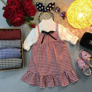 Set váy kẻ kèm áo