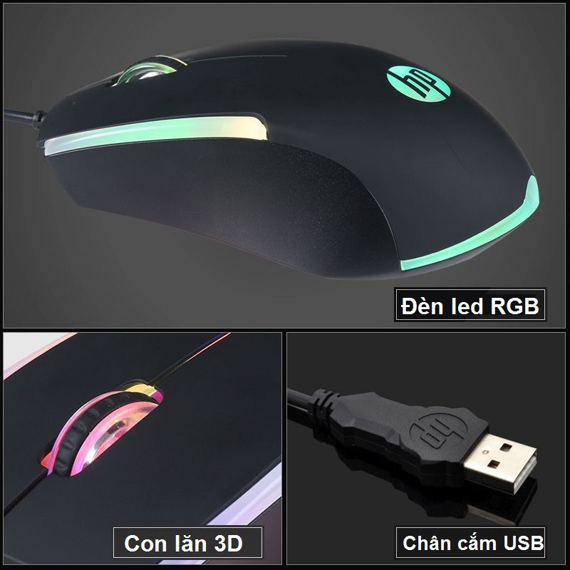 Chuột máy tính Chính Hãng HP có dây M160 đèn Led Chơi Game