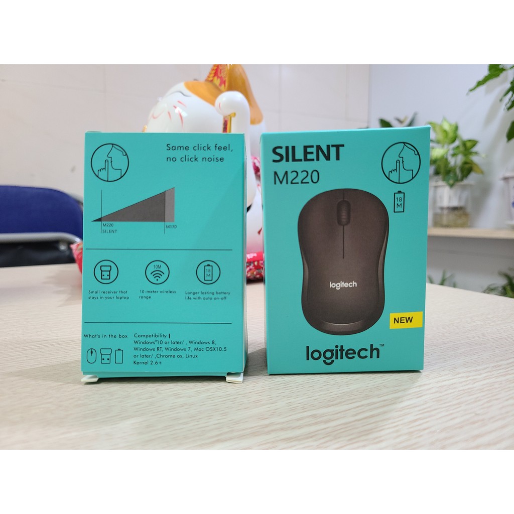 Chuột Máy Tính Laptop Loại Không Dây Logitech Silent M220 New Giảm Tiếng Ồn