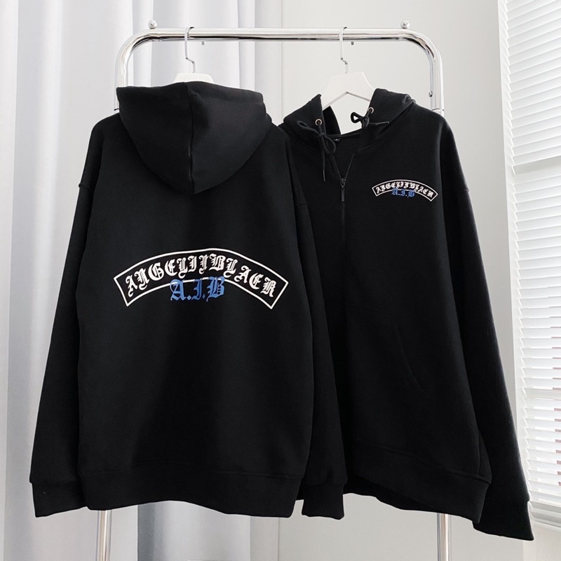 Áo khoác hoodie form rộng unisex có khoá kéo áo khoác nam nữ