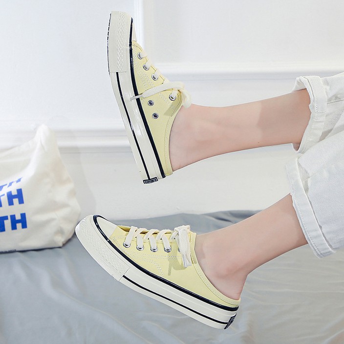Giày Lười Vải Canvas Phong Cách Hàn Quốc 2023 Cho Nữ