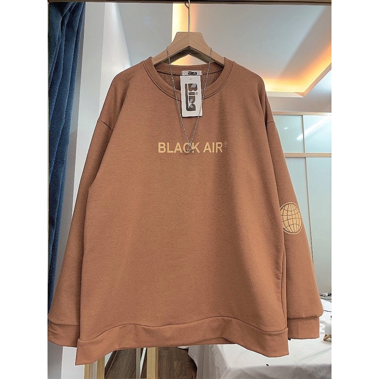 Áo nỉ sweater Blackair tay bồng , áo nỉ nữ ullzzang Bingshop dài tay form rộng vải da cá cao cấp