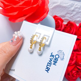 Bông tai tòn ten trái châu nhỏ thiết kế cao cấp Orin T592