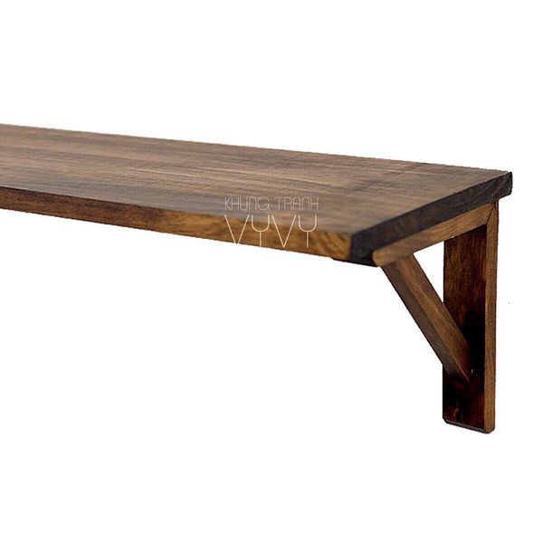 Cặp chân kệ gỗ treo tường, eke gỗ, giá đỡ chữ L màu nâu rustic