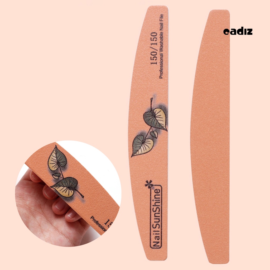 [Hàng mới về] Set 5 dũa móng tay 2 mặt hình bán nguyệt họa tiết lá cây thời trang