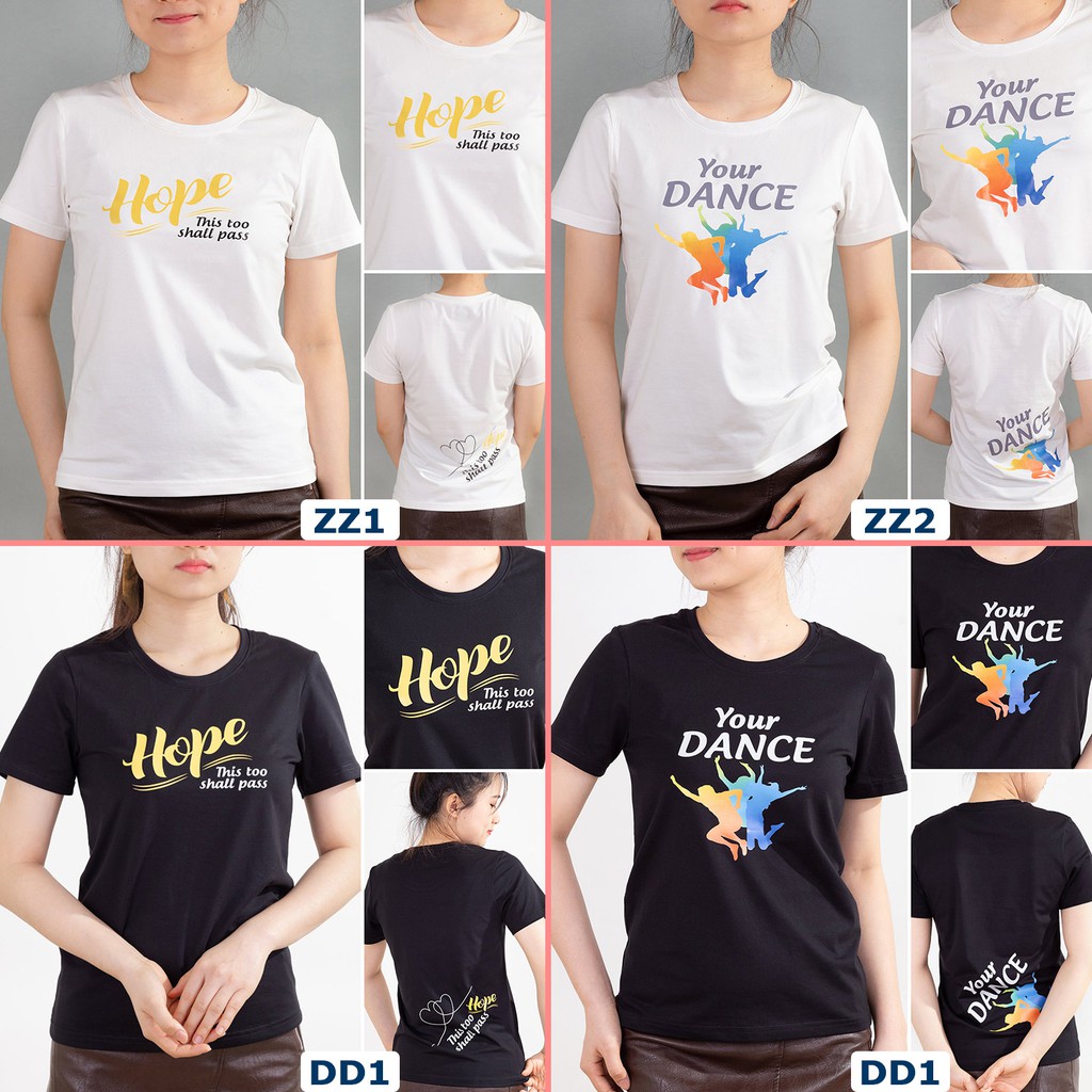 Áo thun nữ TOLI cổ tròn màu trắng in Your Dance, 100% cotton 4 chiều mềm mịn, co dãn, form suông cơ bản