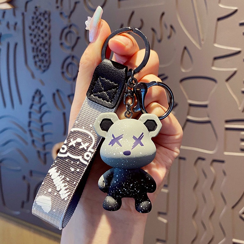 Móc khóa Bearbrick bụi bặm vẩy sơn phong cách Hiphop ngầu lòi chất liệu PVC trang trí balo túi xách, quà tặng-TH21