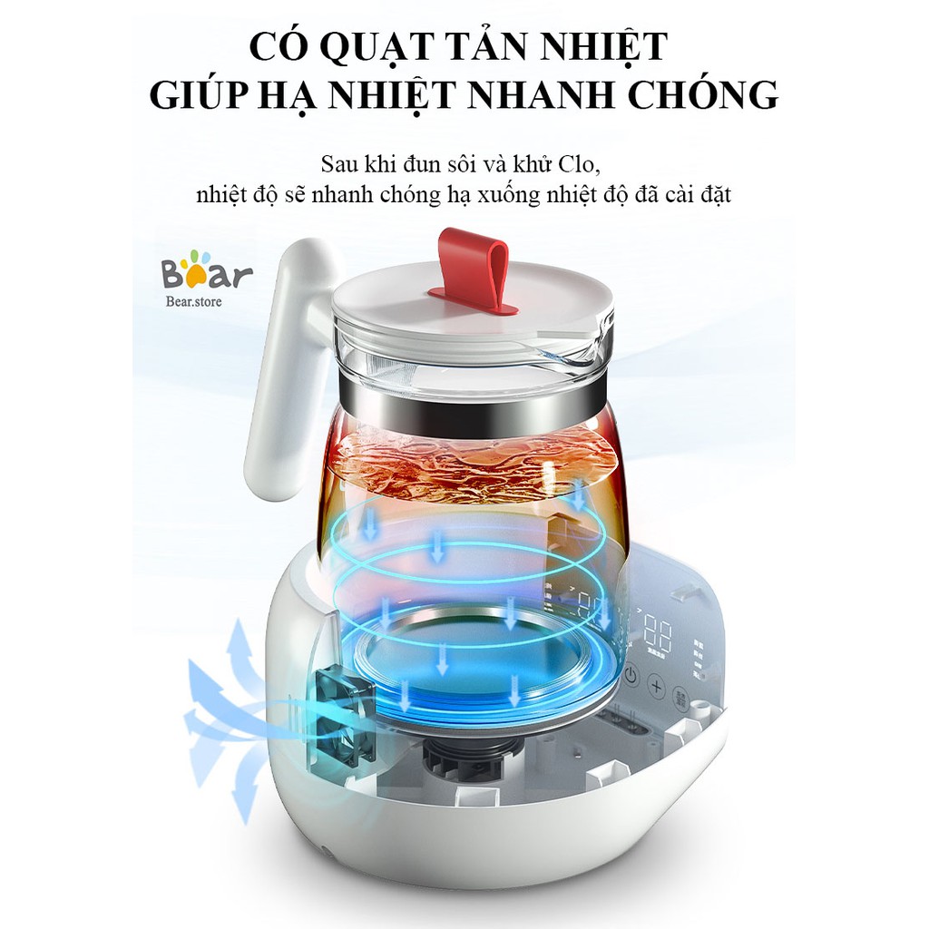 Máy Đun Nước Pha Sữa MISUTA Bản Nâng Cấp-Có Quạt Tản Nhiệt, Ánh Sáng Dịu Nhẹ Thích Hợp Cho Mẹ Pha Sữa Ban Đêm