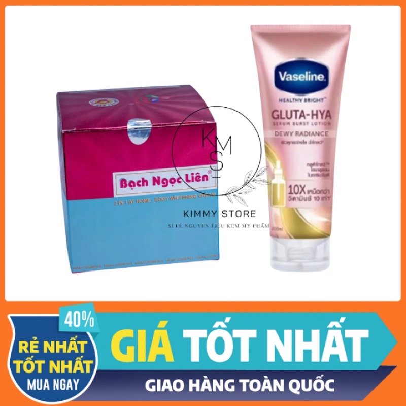 combo siêu tẩy bạch ngọc liên + Vaseline gluta Hya hồng