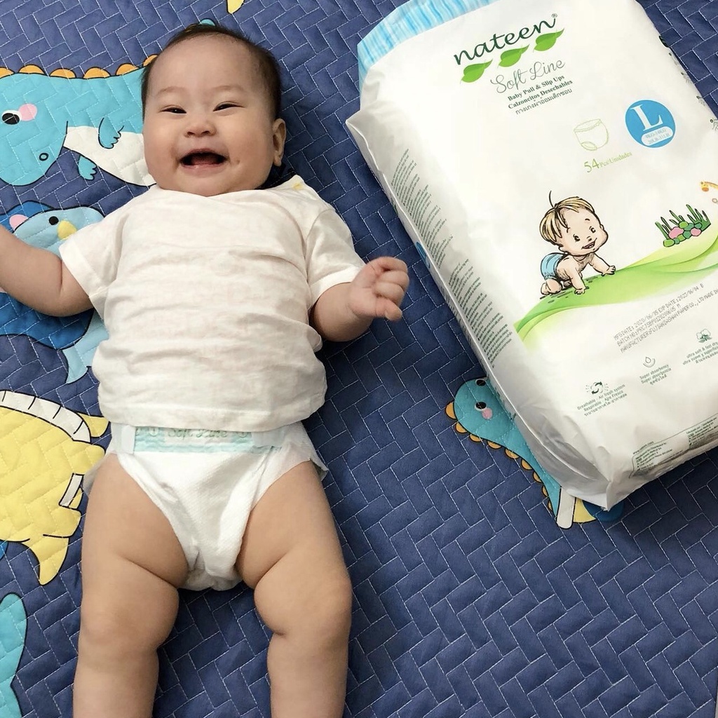 Tã/Bỉm quần hữu cơ Nateen Softline cao cấp CHÂU ÂU mỏng nhẹ, khô thoáng đủ size Quần L54 (9-12kg)