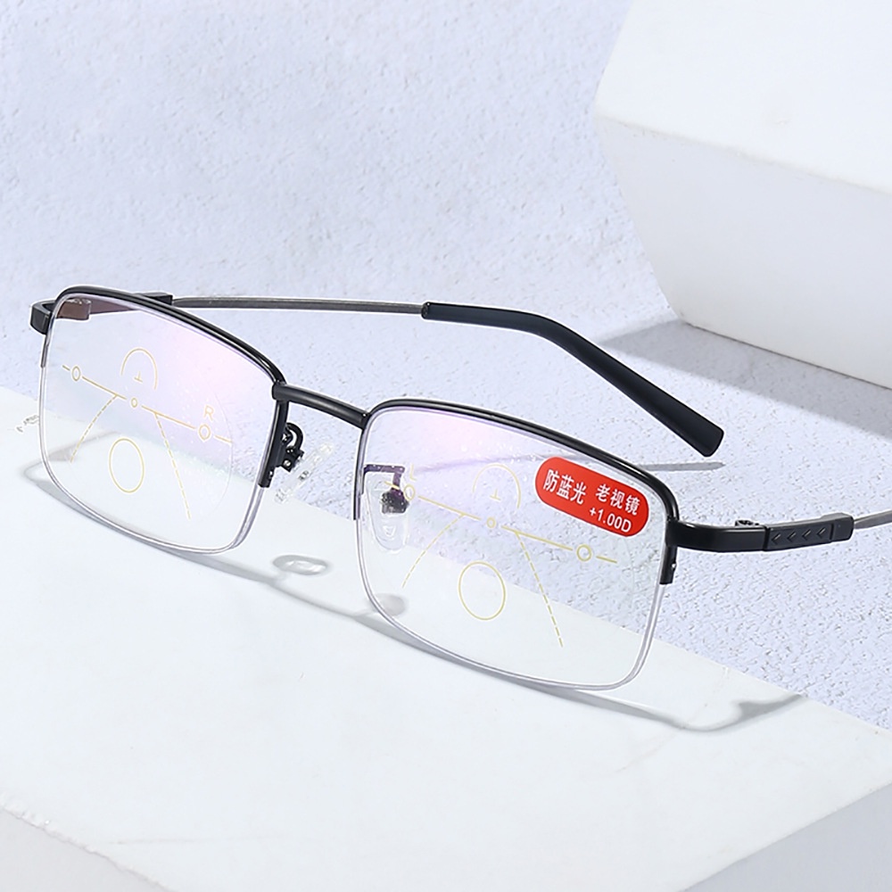 Kính đọc sách cho cả tầm nhìn xa và tầm gần Kính đọc đa tiêu cự tiến bộ dành cho nam và nữ Khung hợp kim titan bộ nhớ