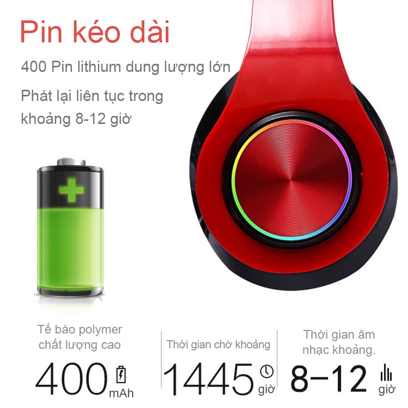 Tai nghe B39 Bluetooth 5.0 Tặng Kèm dây Jack 3.5mm, Tai nghe có hỗ trợ thẻ nhớ [B39]