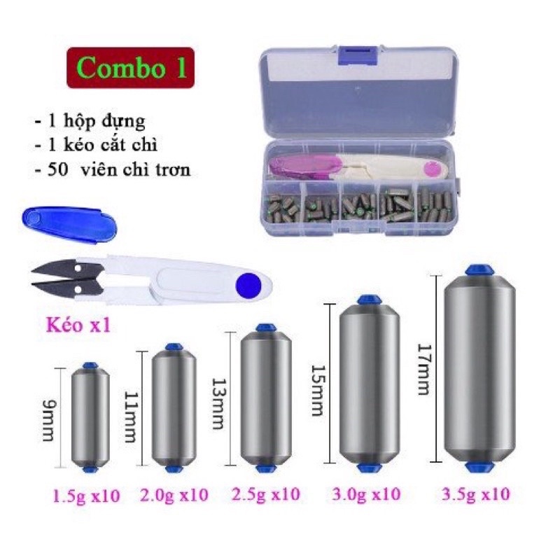 COMBO 50 VIÊN CHÌ LÁ CÂU ĐÀI +KÉO CẮT CHÌ SẮC LẸM ĐỦ SIZE