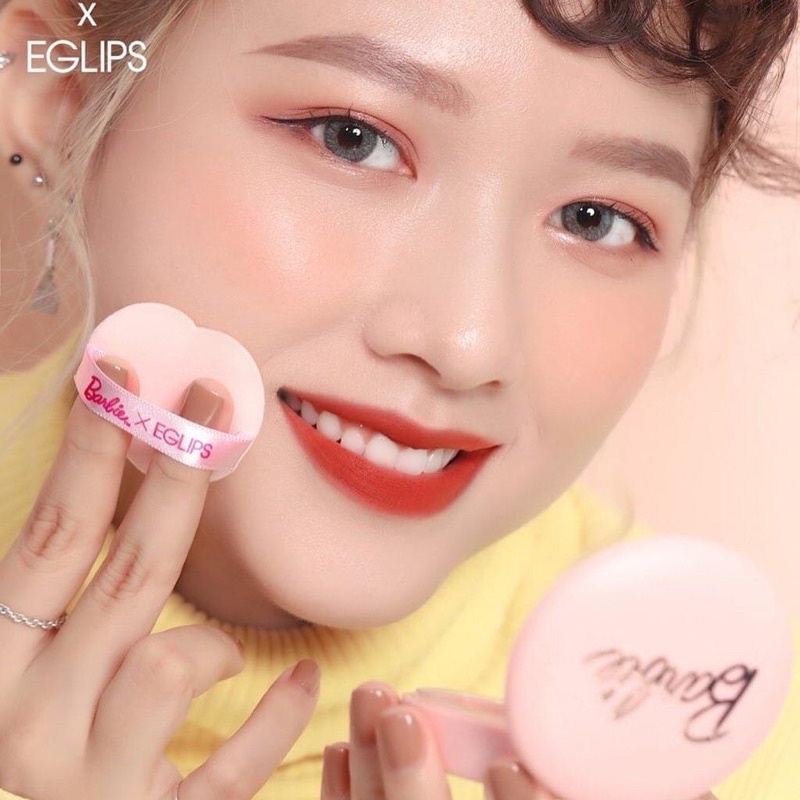 Set phấn phủ + son kem Eglips Blur Powder Pact x Barbie limited Edition