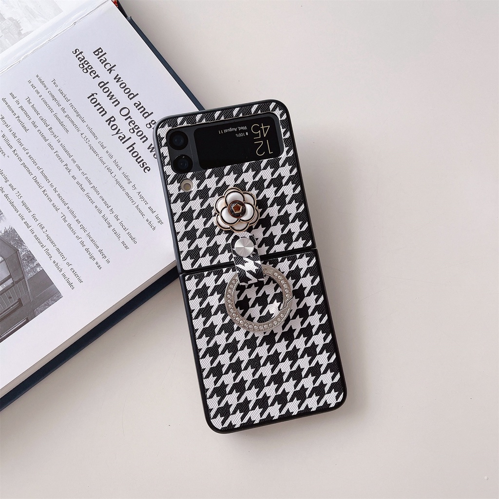 Bao Da Điện Thoại Chống Sốc Họa Tiết Hoa Đính Đá Lấp Lánh Cho samsung galaxy z flip 4g 4 3 flip4 5g z flip3 Ốp