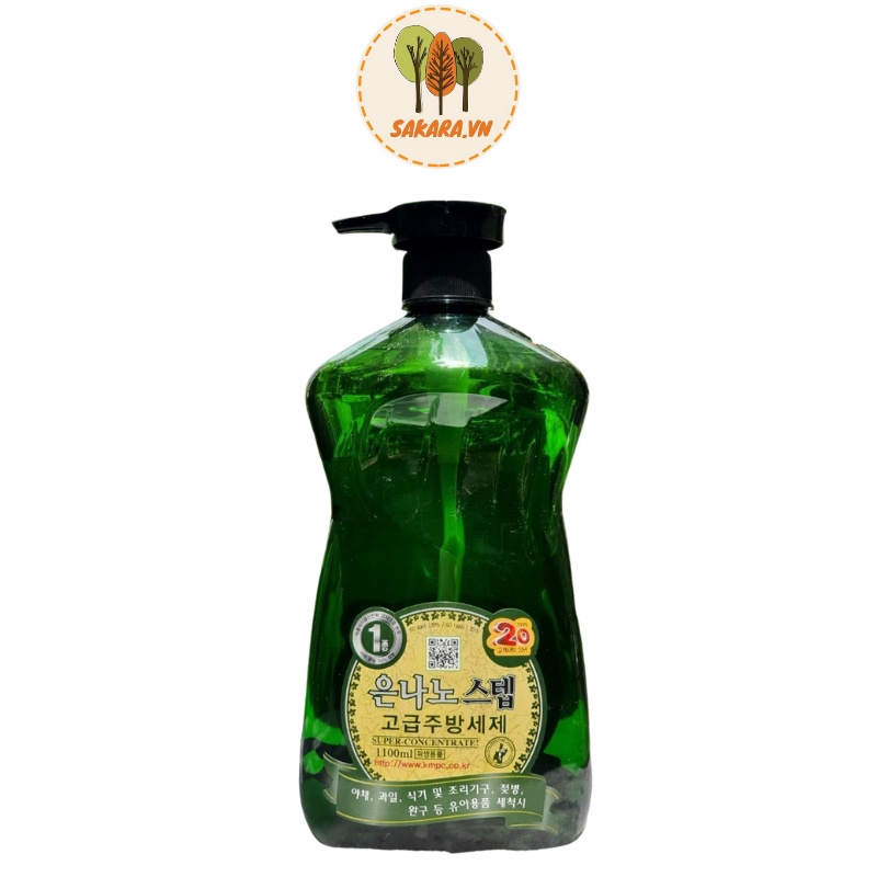 Nước rửa chén hữu cơ Silver Nano Step Hàn Quốc đặm đặc 1100ml, an toàn, bảo vệ sức khỏe