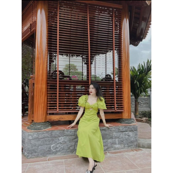MAXI TAY PHỒNG CÓ MÚT XOẮN NGỰC BIGSIZE