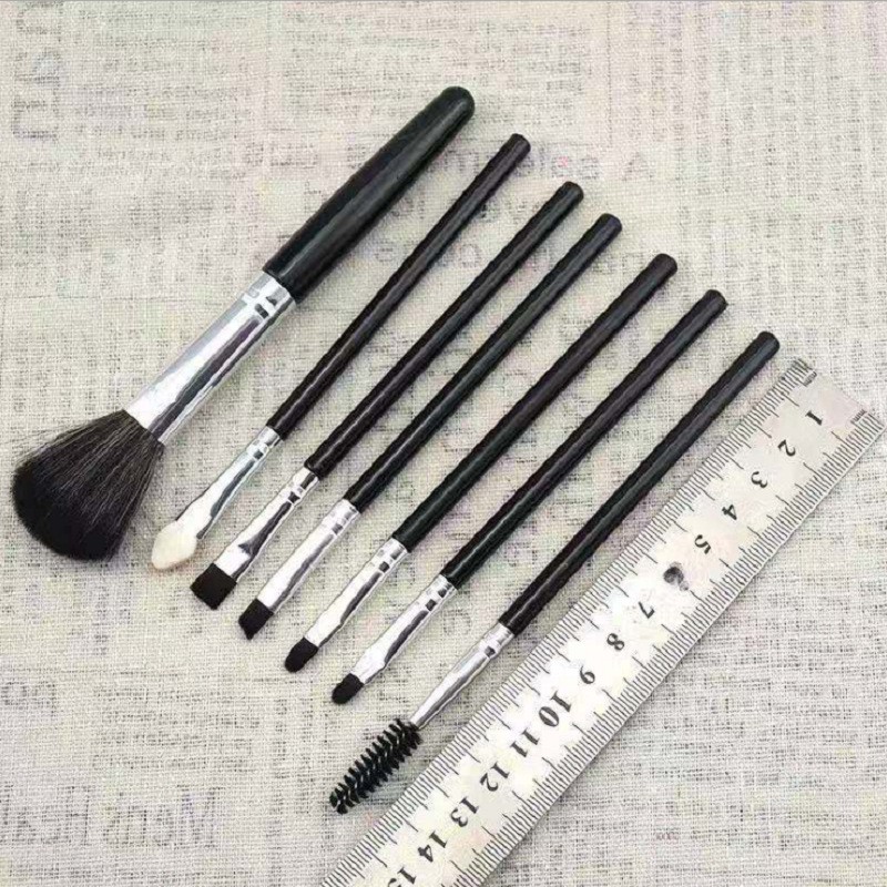 Bộ cọ trang điểm 7 món màu đen, bộ cọ kèm túi nhựa PVC tiện lợi A - Sammi beauty