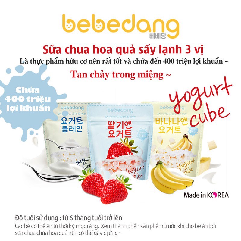 Sữa chua sấy khô lạnh BEBEDANG vị hoa quả cho bé 6 tháng chính hãng Hàn Quốc 88094